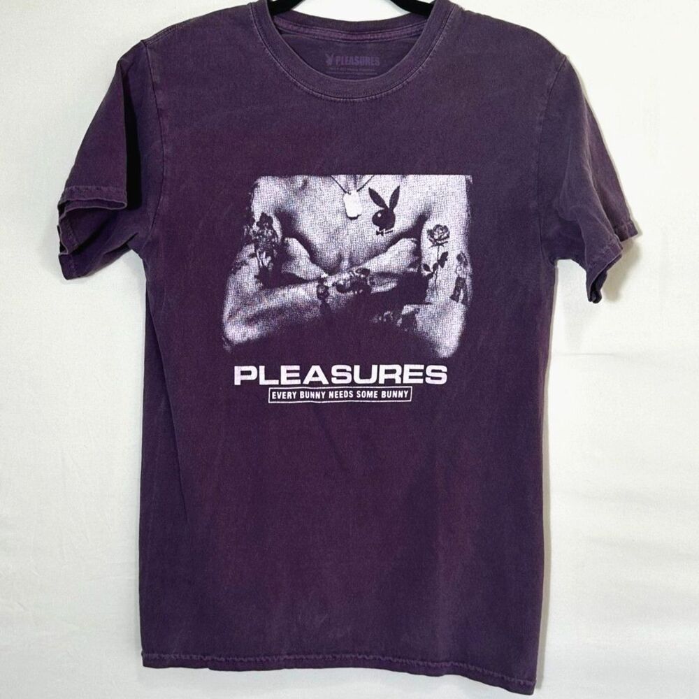 Pleasures x Playboy Men's Purple Tough Washed Streetwear T-Shirt Size S